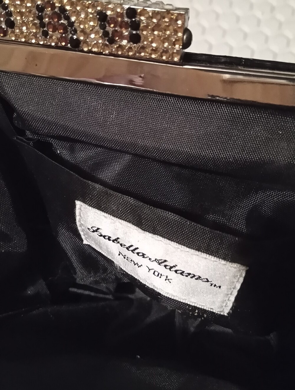 Isabella Adams New York Black Patent Croc-Embossed Evening Clutch - Picture 6 of 7